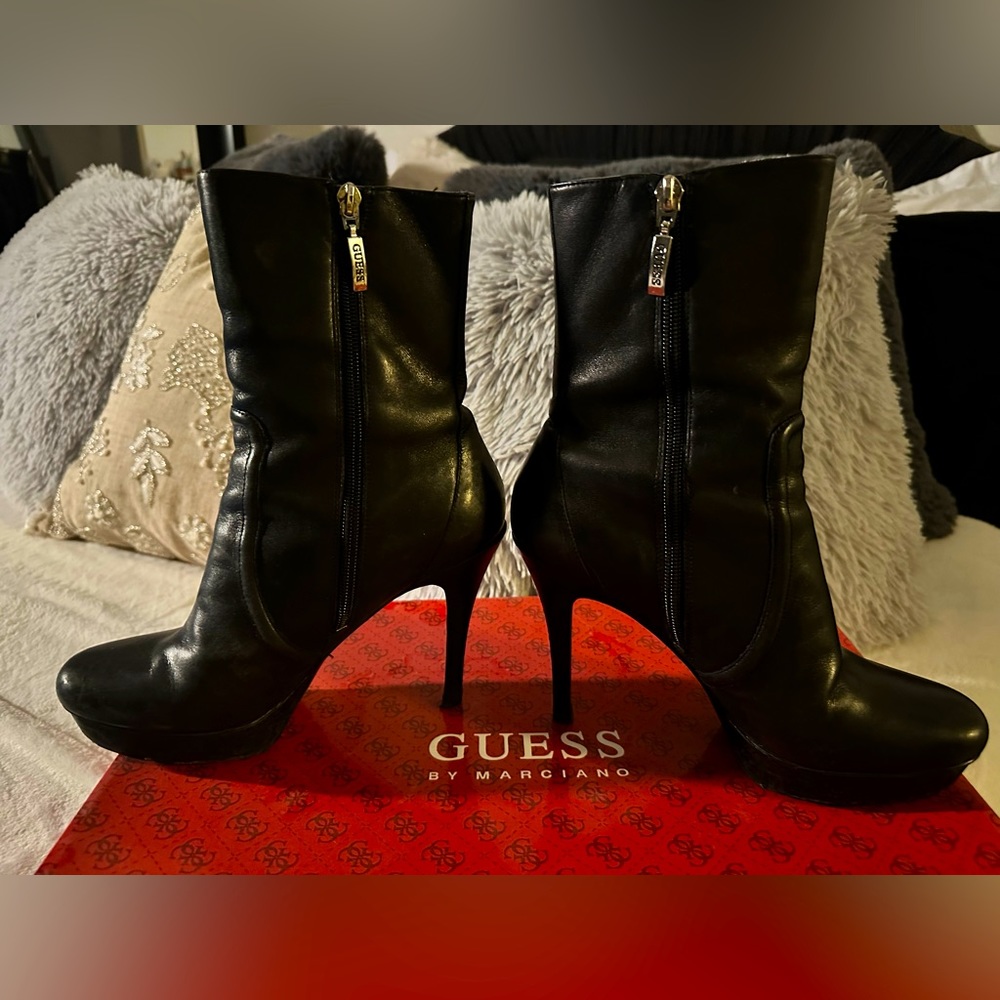 Guess by Marciano Platform Bootie in Black. Size 7.5 - Black Leather Boots
